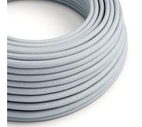 creative cables Cavo Elettrico Rotondo Rivestito in Tessuto Effetto Seta Tinta Unita Grigio Azzurro RM30-5 Metri, 2x0.75