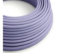 creative cables - Cavo Elettrico Rotondo Rivestito in Tessuto Effetto Seta Tinta Unita Lilla RM07-10 Metri, 3x0.75