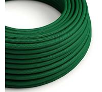 creative cables Cavo Elettrico Rotondo Rivestito in Tessuto Effetto Seta Tinta Unita Verde Scuro RM21-10 Metri, 3x0.75