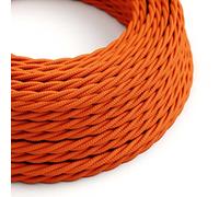 creative cables Cavo Elettrico trecciato Rivestito in Tessuto Effetto Seta Tinta Unita Arancione TM15-1 Metri, 3x0.75