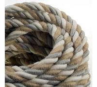 Creative-Cables Cordone 2XL Ø24 mm 3x0.75 mm² (1 m, Country CLS06) - Trecciato, juta, cotone lino - Spirale visibile, doppio isolamento - Ideale per maxi-sospensioni - Sicuro e made in Italy