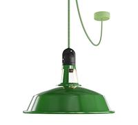 creative cables EIVA Elegant Lampada a Sospensione per Esterni con Paralume, 5 m Cavo Tessile, rosone in Silicone e portalampada IP65 Waterproof - con Lampadina, Verde