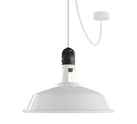 creative cables EIVA Elegant Lampada a Sospensione per Esterni con Paralume, 5 m Cavo Tessile, rosone in Silicone e portalampada IP65 Waterproof - con Lampadina, Bianco