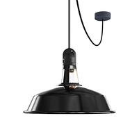 creative cables EIVA Elegant Lampada a Sospensione per Esterni con Paralume, 5 m Cavo Tessile, rosone in Silicone e portalampada IP65 Waterproof - Senza Lampadina, Nero