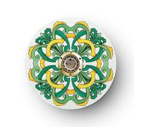 creative cables - Fermaluce con Mini Piatto Ellepì 'Maioliche' - Senza Lampadina, Maiolica Giallo - Verde