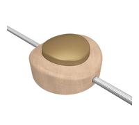 Creative-Cables Interruttore a pedale unipolare rompifilo Creative Switch - (Faggio con pulsante bronzo, ø 65 mm, H 23 mm) - Tensione 250V, Carico 2A - Con morsetti a vite e terra