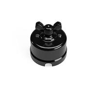 Creative-Cables Interruttore Deviatore in porcellana con dado a farfalla - (Nero con dado nero, Ø 66,5 mm, h 69 mm) - Fissaggio a parete - 10AX 250V CE