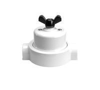 Creative-Cables Interruttore/Deviatore Kit con dado a farfalla e base in porcellana - (Bianco con dado nero, Ø 66,5 mm, h 69 mm, 2 uscite) - Compatibile con Creative-Tubes - Fissaggio a parete