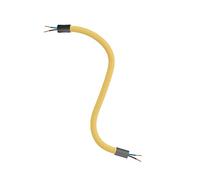 Creative-Cables Kit Creative Flex tubo flessibile da (30 cm di lunghezza, Ø 10 mm) - Rivestimento in tessuto RM79 mostarda e finiture nere - Con terminali metallici e accessori