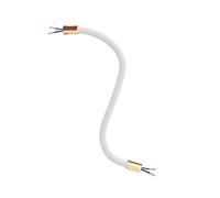 creative cables - Kit Creative Flex tubo flessibile di estensione rivestito in tessuto RM01 Bianco con terminali metallici - 30 cm, Bronzo satinato