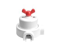 Creative-Cables Kit interruttore/deviatore con dado a farfalla e base a 2 uscite - (Bianco con dado rosso, Interruttore Ø 66,5 mm, Base Ø 110 mm) - In porcellana, 16 A - Per Creative-Tubes