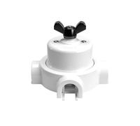 Creative-Cables Kit interruttore/deviatore con dado a farfalla e base a 3 uscite - (Bianco con dado nero, Interruttore Ø 66,5 mm, Base Ø 110 mm) - In porcellana, 16 A - Per Creative-Tubes