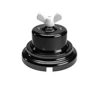 Creative-Cables Kit Interruttore Deviatore con dado a farfalla e base in porcellana - (Nero con dado bianco, Ø 66,5 mm interruttore, Ø 100 mm base) - Fissaggio a parete