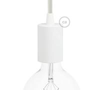 creative cables Kit portalampada cilindrico E27 (Bianco Lucido, Ø42 mm x H62 mm) - serracavo conico in termoplastica incluso - Ideale per creare sospensioni luminose personalizzate