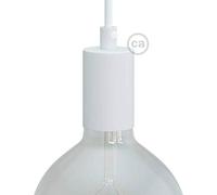 creative cables Kit portalampada cilindrico E27 (Bianco Opaco, Ø42 mm x H62 mm) - Con serracavo incluso - Ideale per creare sospensioni luminose personalizzate