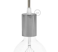 creative cables Kit portalampada cilindrico E27 (Cromo, Ø42 mm x H62 mm) - serracavo conico in termoplastica incluso - Ideale per creare sospensioni luminose personalizzate