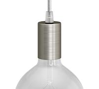 creative cables Kit portalampada cilindrico E27 (Titanio Satinato, Ø42 mm x H62 mm) - serracavo conico in termoplastica incluso - Ideale per creare sospensioni luminose personalizzate