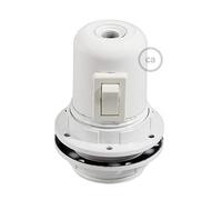 creative cables - Kit portalampada E27 in bakelite con Doppia ghiera per Paralume e Interruttore - Bianco