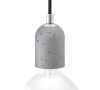 creative cables Kit Portalampada E27 in cemento (diametro 60 mm x altezza 90 mm, cemento chiaro) - Compatibile con cavi rivestiti in tessuto 2x0,75 - Serracavo cilindrico in metallo certificato CE