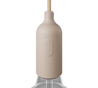 creative cables Kit Portalampada E27 in silicone (desert brown, 44 mm Ø x 110 mm) - Interruttore integrato certificato ENEC - Serracavo nascosto in tecnopolimero e tige filettata inclusi