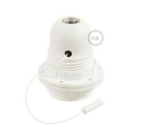 creative cables - Kit portalampada E27 in termoplastica con Doppia ghiera per Paralume e Interruttore a Tirante - Bianco