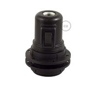 creative cables - Kit portalampada E27 in termoplastica con Doppia ghiera per Paralume e Interruttore - Nero