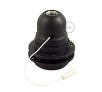 creative cables - Kit portalampada E27 in termoplastica con Doppia ghiera per Paralume e Interruttore a Tirante - Nero