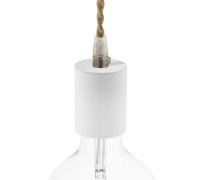 creative cables Kit Portalampada in legno (50 mm Ø x 65 mm, bianco) - Attacco E27 in termoplastica certificata IMQ - Serracavo in termoplastica certificata CE