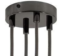 creative cables - Kit rosone cilindrico in Metallo a 4 Fori - Cilindrico, Nero Perla