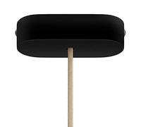 creative cables Kit rosone per lampadario a soffitto (legno nero, ovale, 1 foro) - Ideale per cavi tessili - Design artigianale e made in Italy - Include sistema bloccacavo