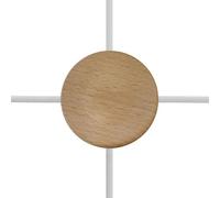 creative cables - Kit Mini rosone cilindrico in Legno a 4 Fori Laterali (Scatola di derivazione) - Neutro