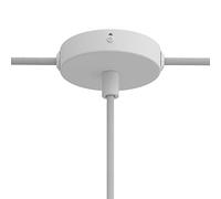 creative cables Kit rosone per lampadario da soffitto linea Mini (serracavo cilindrico, legno bianco opaco, Ø 83 mm, 1 foro e 2 fori laterali) - Design artigianale e made in Italy