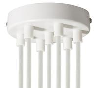 creative cables Kit rosone per lampadario da soffitto (serracavo cilindrico, metallo color bianco lucido, Ø 120 mm, 7 fori) - Fissaggio a staffa per lampadari e sospensioni multiple