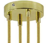 creative cables Kit rosone per lampadario da soffitto (serracavo cilindrico, metallo color ottone, Ø 120 mm, 4 fori) - Fissaggio a staffa per lampadari e sospensioni multiple