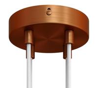 creative cables Kit rosone per lampadario da soffitto (serracavo cilindrico, metallo color rame satinato, Ø 120 mm, 4 fori) - Fissaggio a staffa per lampadari e sospensioni multiple