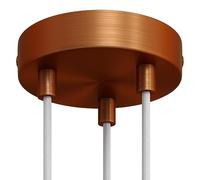 creative cables Kit rosone per lampadario da soffitto (serracavo cilindrico, metallo color rame satinato, Ø 120 mm, 3 fori) - Fissaggio a staffa per lampadari e sospensioni multiple