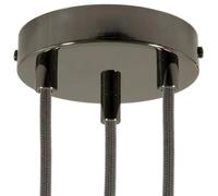 creative cables Kit rosone per lampadario da soffitto (serracavo cilindrico, metallo nero perla, Ø 120 mm, 3 fori) - Fissaggio a staffa per lampadari e sospensioni multiple