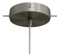 creative cables Kit rosone per lampadario da soffitto (serracavo cilindrico, metallo titanio satinato, Ø 120 mm, 1 foro centrale e 2 fori laterali) - Staffa per lampadari e sospensioni multiple