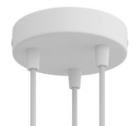 creative cables - Kit rosone cilindrico in Metallo a 3 Fori - Conico, Bianco Opaco