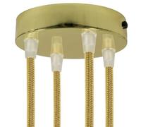 creative cables Kit rosone per lampadario da soffitto (serracavo conico, metallo color ottone, Ø 120 mm, 4 fori) - Fissaggio a staffa per lampadari e sospensioni multiple