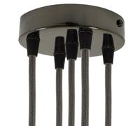 creative cables Kit rosone per lampadario da soffitto (serracavo conico, metallo nero perla, Ø 120 mm, 5 fori) - Fissaggio a staffa per lampadari e sospensioni multiple
