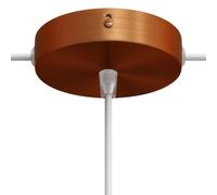 creative cables Kit rosone per lampadario da soffitto (serracavo conico, metallo rame satinato, Ø 120 mm, 1 foro centrale e 2 fori laterali) - Staffa per lampadari e sospensioni multiple