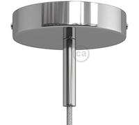 creative cables Kit rosone per lampadario da soffitto (serracavo da 7 cm, metallo color cromo, Ø 120 mm, 1 foro) - Chiusura a staffa - Ideale per lampada singola - Made in Italy