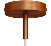 creative cables Kit rosone per lampadario da soffitto (serracavo da 7 cm, metallo color rame satinato, Ø 120 mm, 1 foro) - Chiusura a staffa - Ideale per lampada singola - Made in Italy