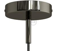 creative cables Kit rosone per lampadario da soffitto (serracavo da 7 cm, metallo nero perla, Ø 120 mm, 1 foro) - Chiusura a staffa - Ideale per lampada singola - Made in Italy