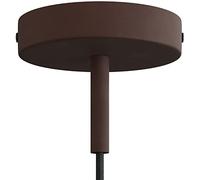 creative cables - Kit rosone cilindrico in Metallo con serracavo da 7 cm - Ruggine Scura Verniciata