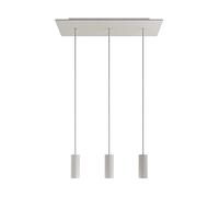 creative cables Lampada a Sospensione a 3 Cadute con XXL Rose-One Rettangolare 675 mm Completa di Cavo Tessile e Paralume in Metallo Tub-E14 - Dibond Bianco Opaco, Senza Lampadina