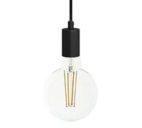 creative cables - Lampada a sospensione Made in Italy completa di cavo tessile e finiture in metallo monocromatiche - Senza lampadina, Nero