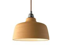 creative cables - Lampada a Sospensione Made in Italy Completa di Cavo Tessile, Paralume Coppa in Ceramica e Finiture in Metallo - con Lampadina, Terracotta Striato - Bianco