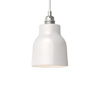 creative cables - Lampada a Sospensione Made in Italy Completa di Cavo Tessile, Paralume Vaso in Ceramica e Finiture in Metallo - Senza Lampadina, Bianco Lucido